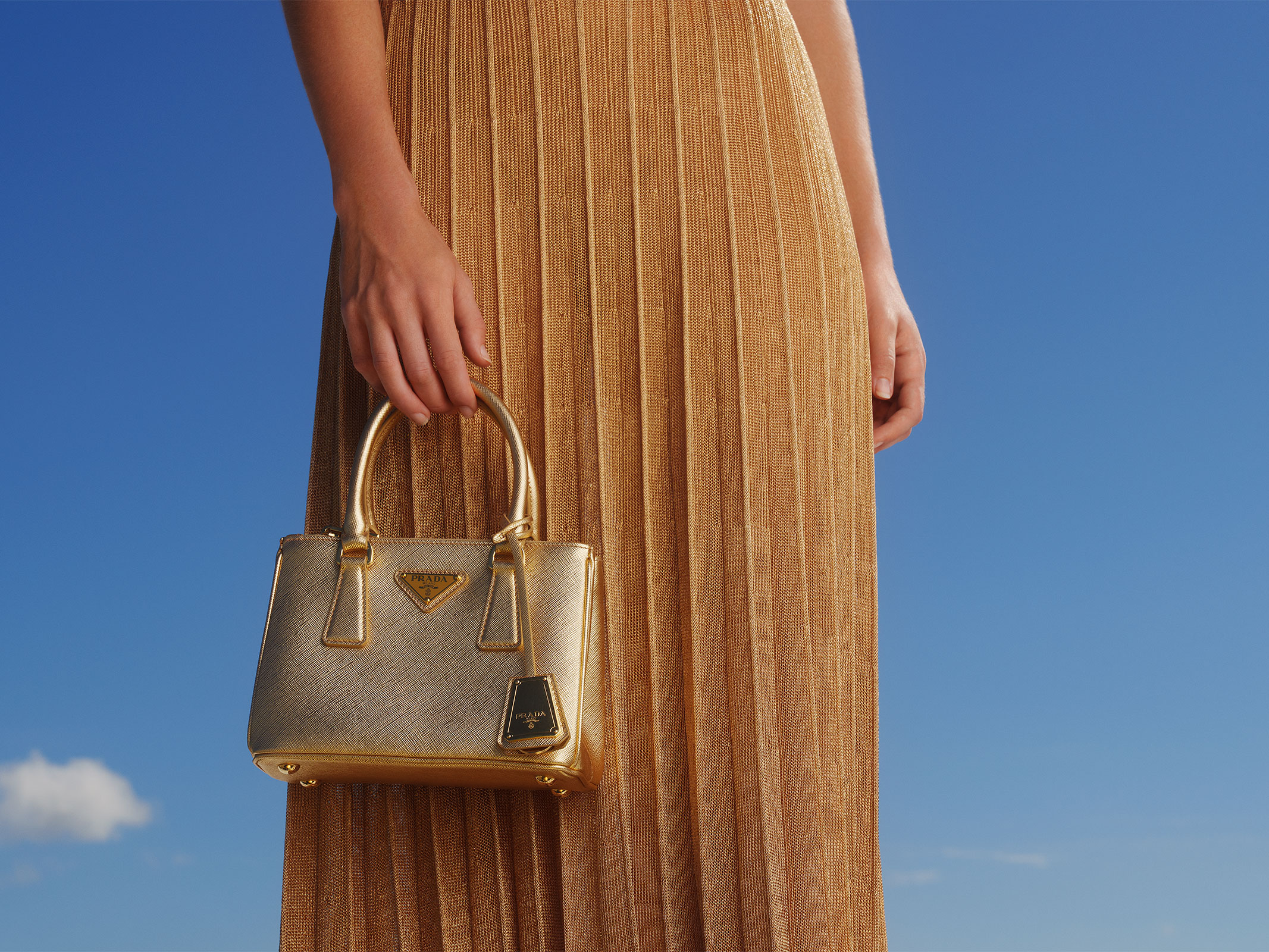 Prada Galleria Saffiano Leather Mini-Bag - Gold