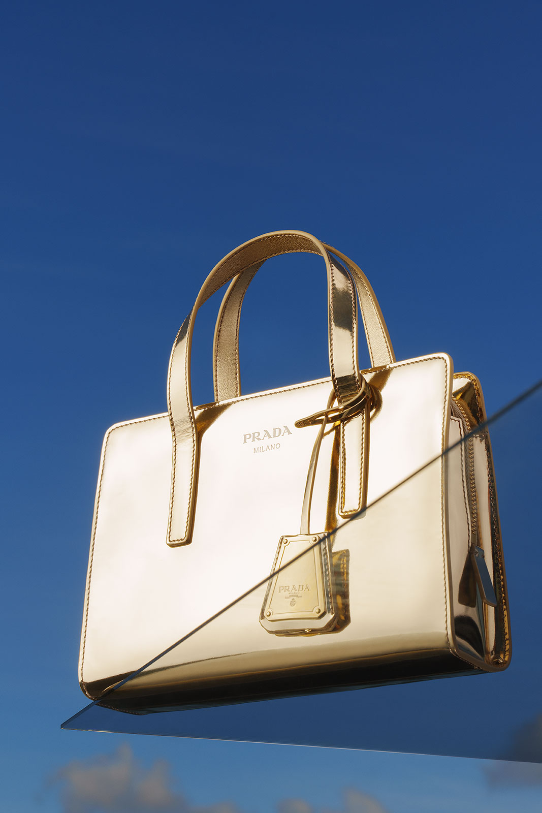 PRADA Platinum Galleria Saffiano Leather Mini Bag - Gold for Women