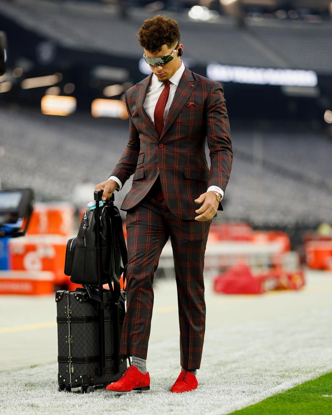 Super Bowl LVII Patrick Mahomes Gray Checkered Suit