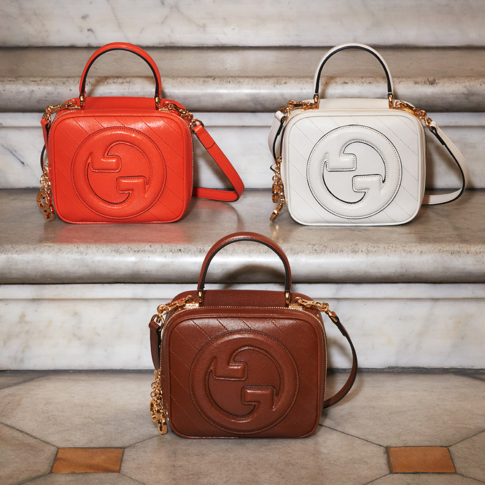 Gucci Blondie top handle bag in orange leather