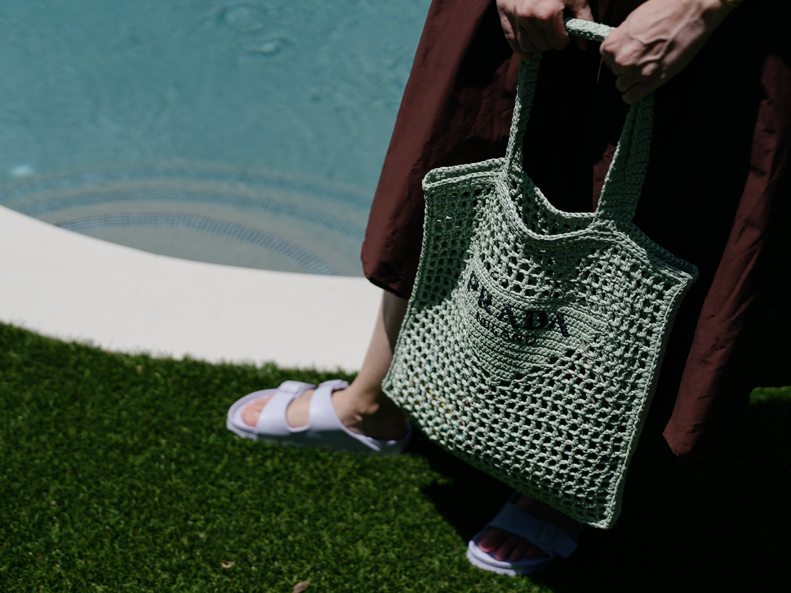 Prada crochet tote raffia bag pre-order, Luxury, Bags & Wallets on