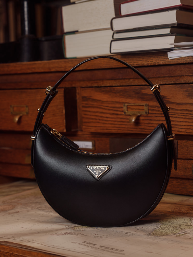 Arque Leather Shoulder Bag in Brown - Prada