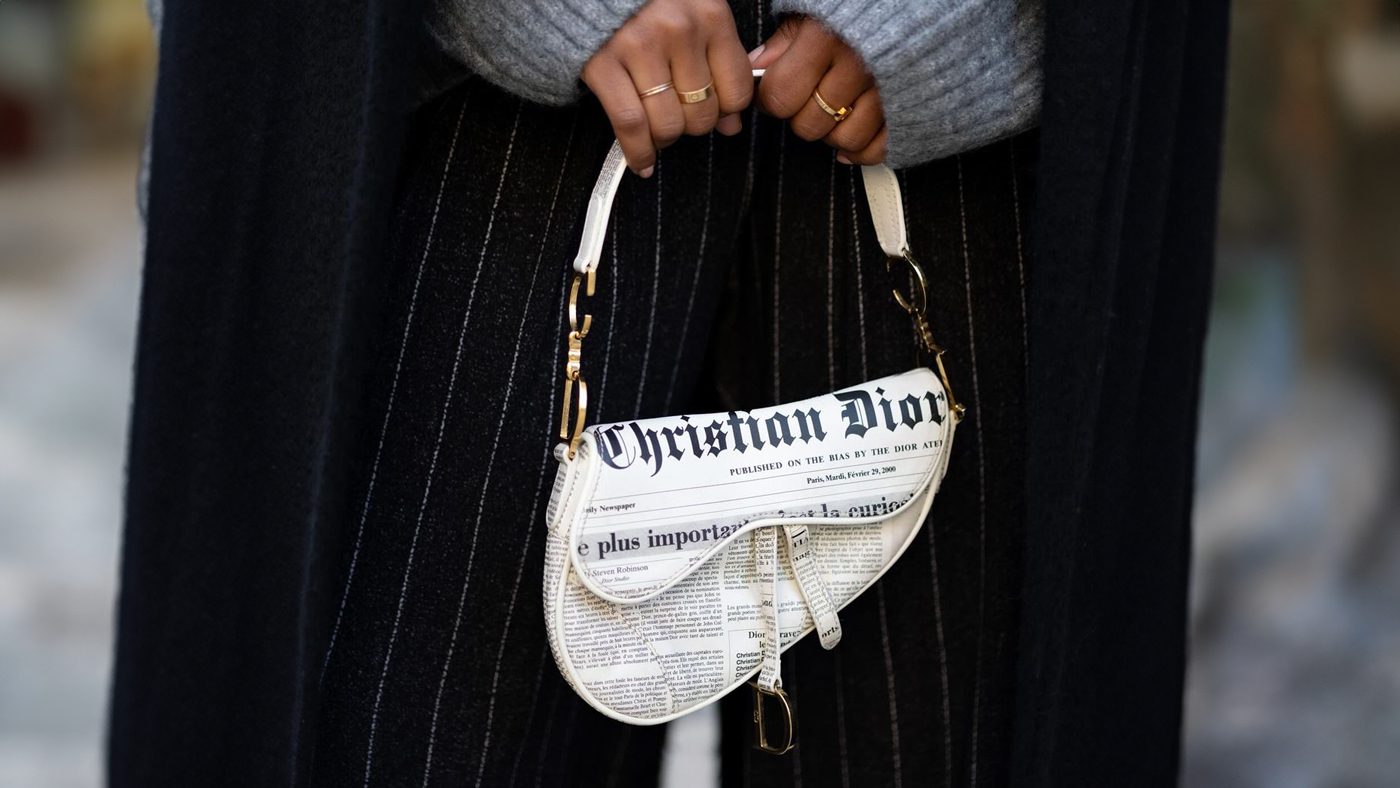 Dior Newsprint Saddle Bag