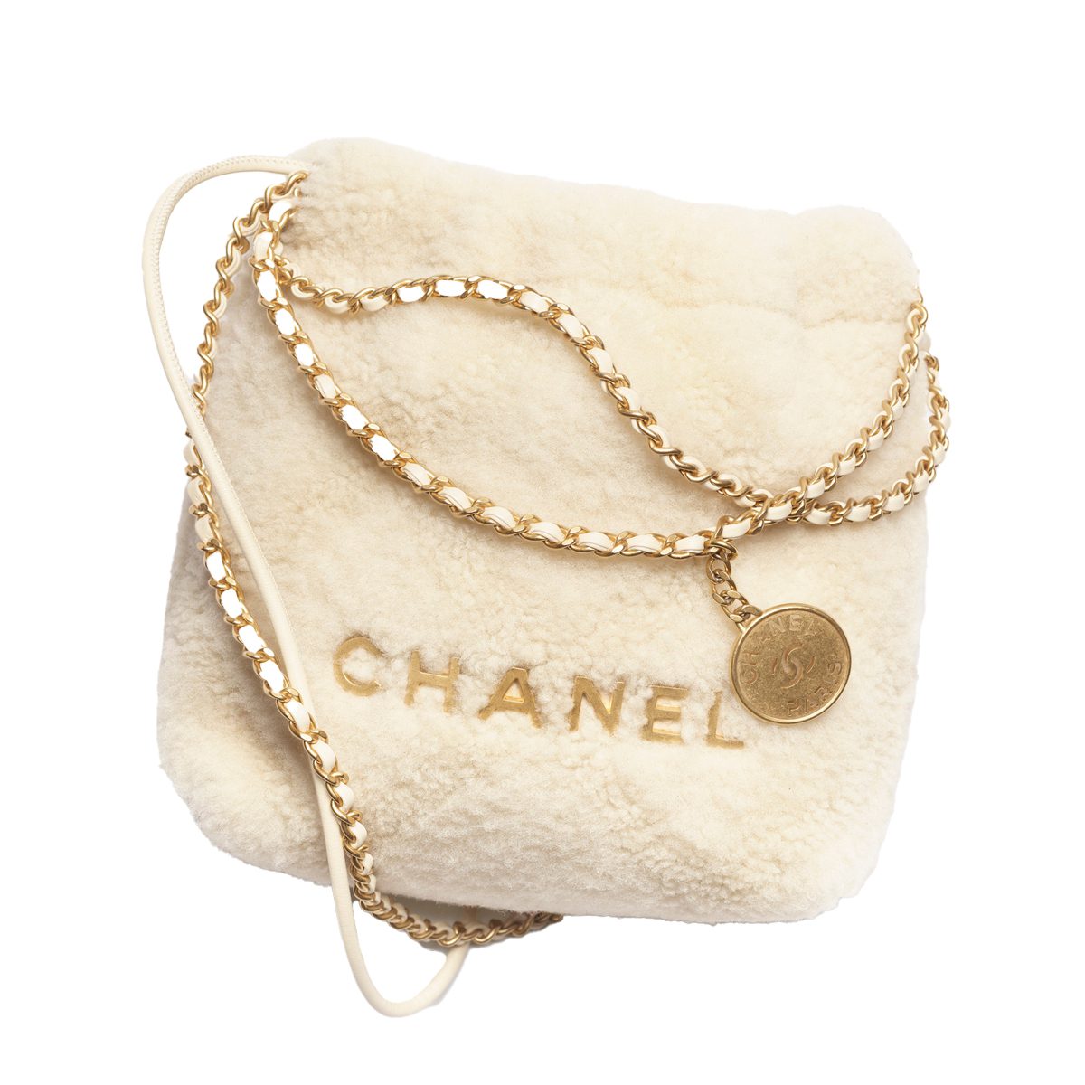 chanel chanel 22 bag in ecru shearling and metal as3980 b18299 nzzg0 HD