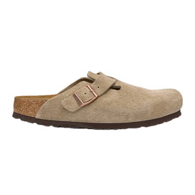 BIRKENSTOCK Boston Suede Buckle Slide Clogs Background Removed