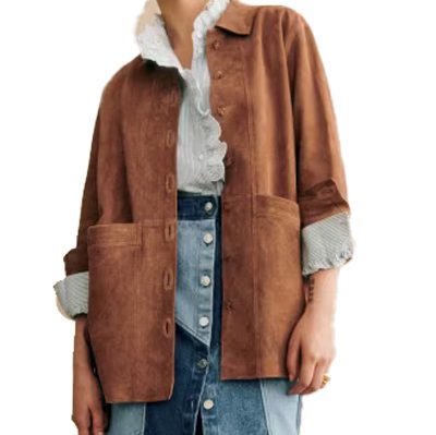 sezane Will Jacket Camel Suede