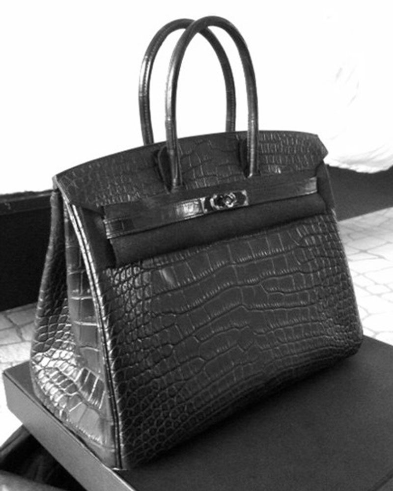 hermes marron 35cm So Black Crocodile Birkin